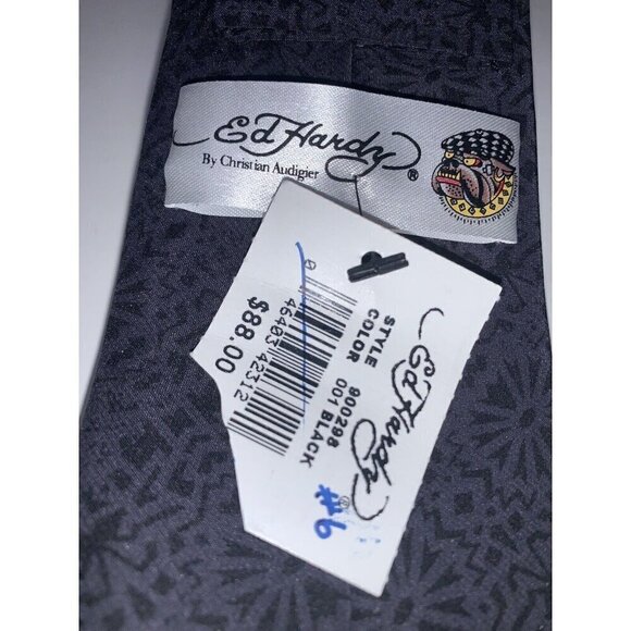 Ed Hardy Christian Audigier Silk‎ Necktie Bull Dog and Crown Mens Tie - Picture 6 of 7